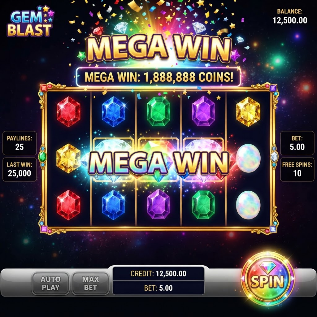 Gem Blast slot game cluster-pay mega wins Philippines